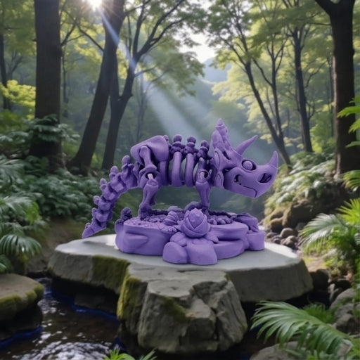 Skeleton Triceratops With Stand Silk Starling Purple - Side