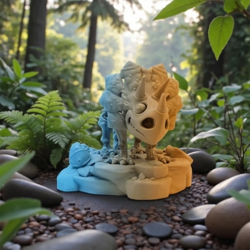 Skeleton Triceratops With Stand Silk Tropical Sunset - Front