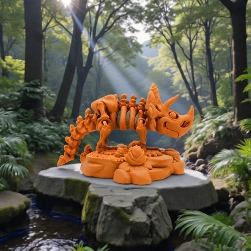 Skeleton Triceratops With Stand Silk Tropical Sunset - Side