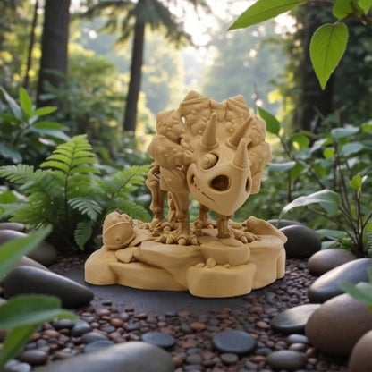 Skeleton Triceratops With Stand Wood - Front