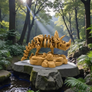 Skeleton Triceratops With Stand Wood - Side