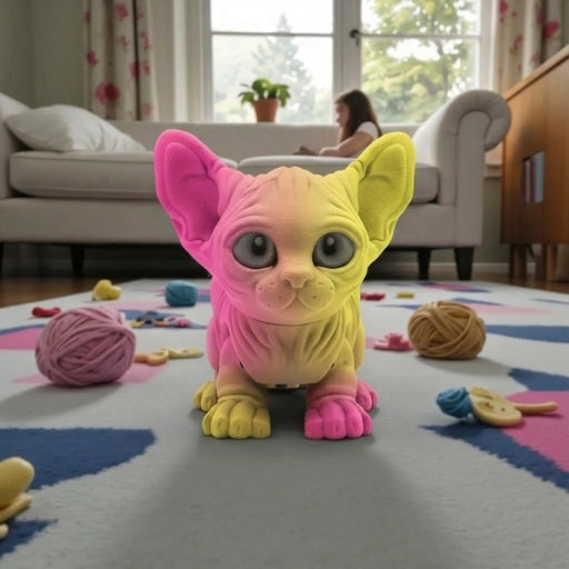 Sphynx Cat Silk Pink Yellow - Front