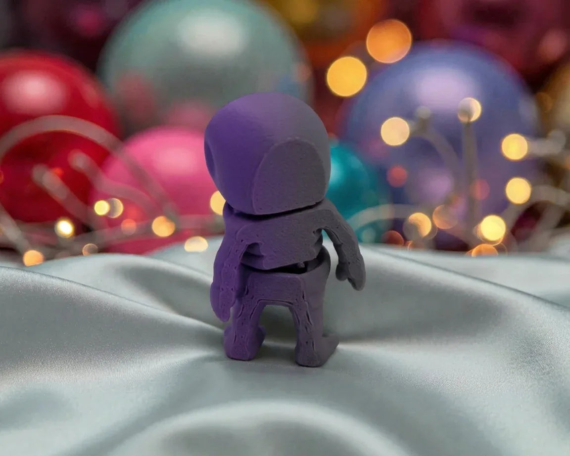 Tiny Alien Skeleton Silk Midnight Purple - Back