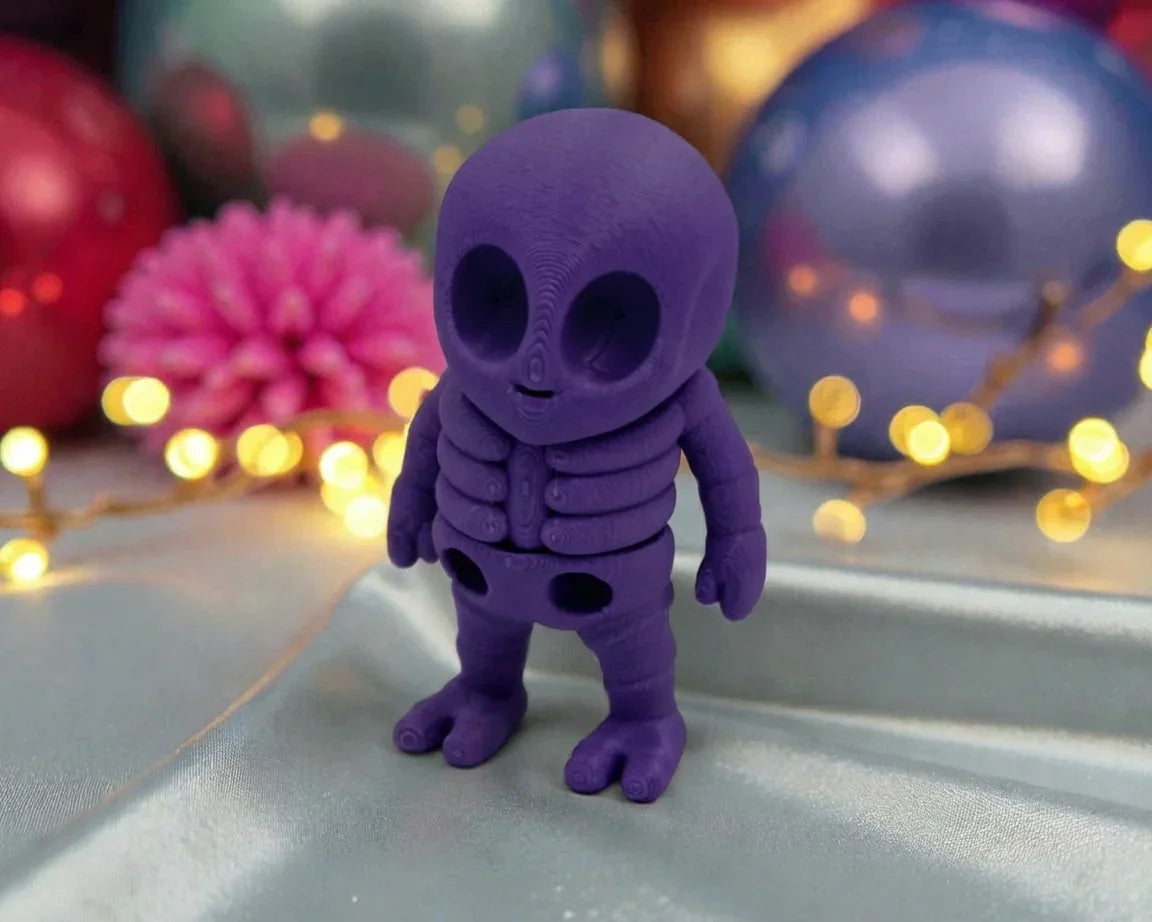Tiny Alien Skeleton Silk Midnight Purple - Front