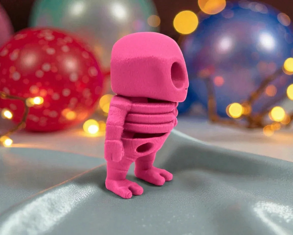 Tiny Alien Skeleton Silk Pink Yellow - Side