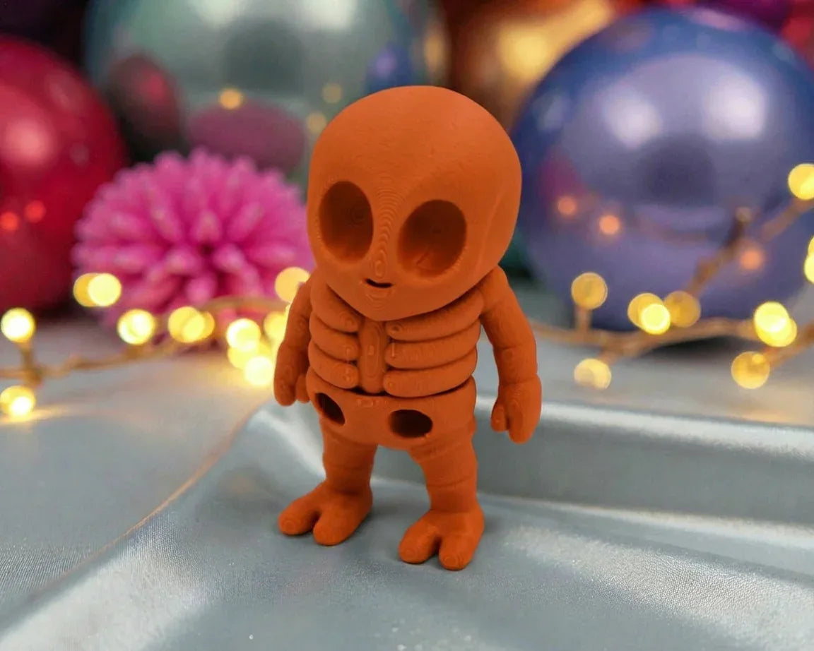 Tiny Alien Skeleton Silk Red Copper - Front