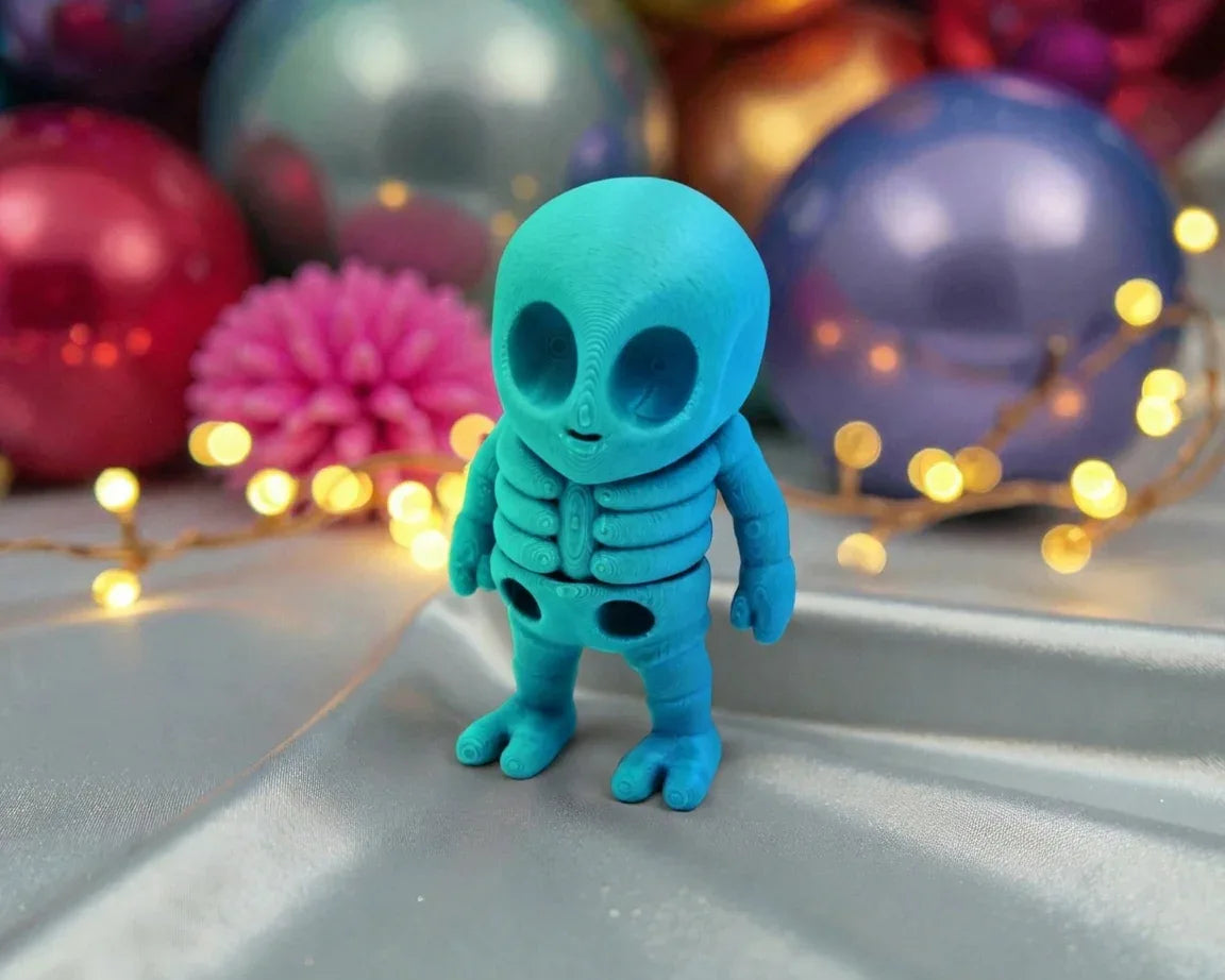 Tiny Alien Skeleton Silk Sapphire Forest - Front