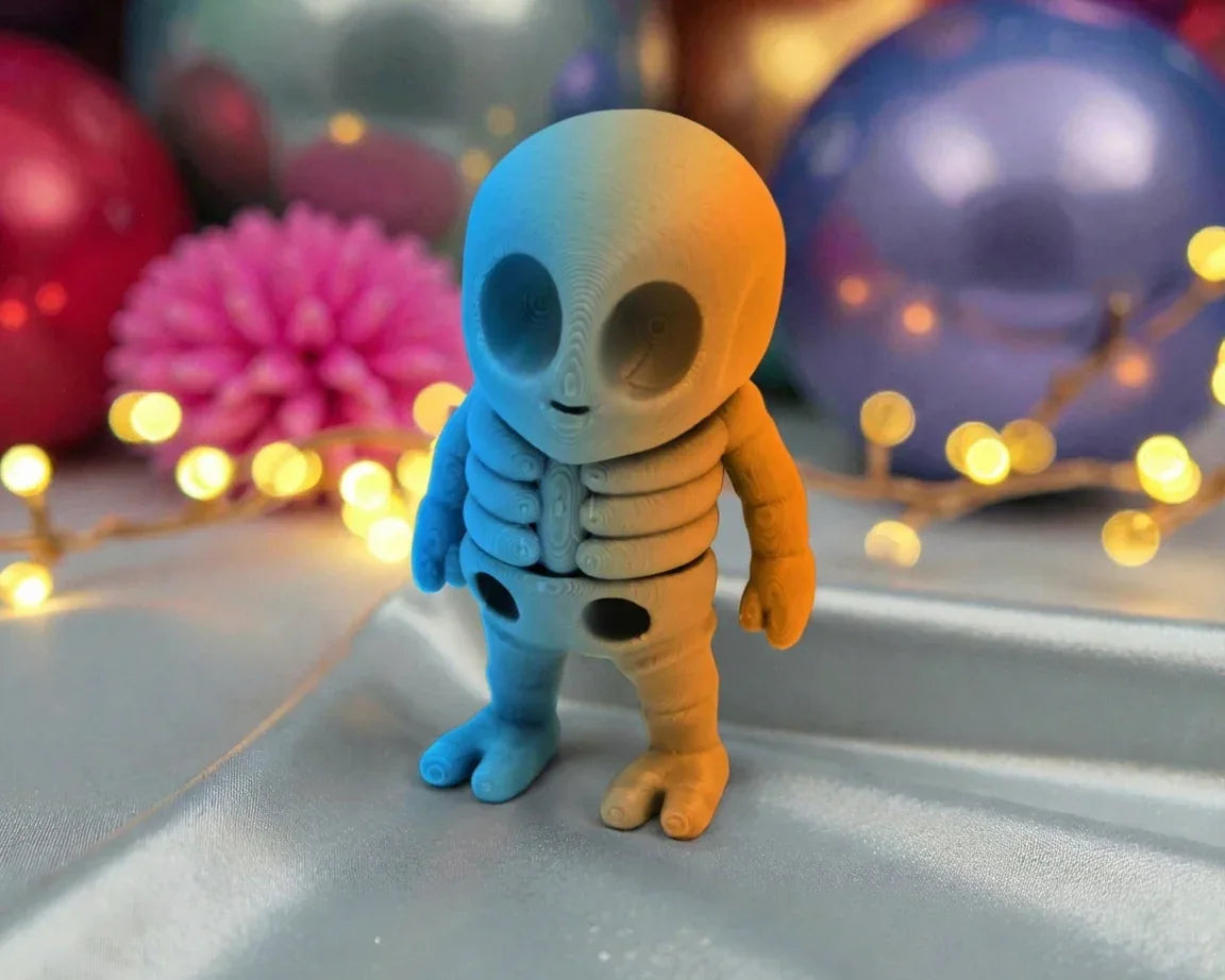 Tiny Alien Skeleton Silk Tropical Sunset - Front