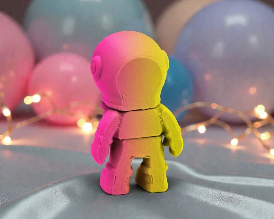 Tiny Astronaut Silk Pink Yellow - Back