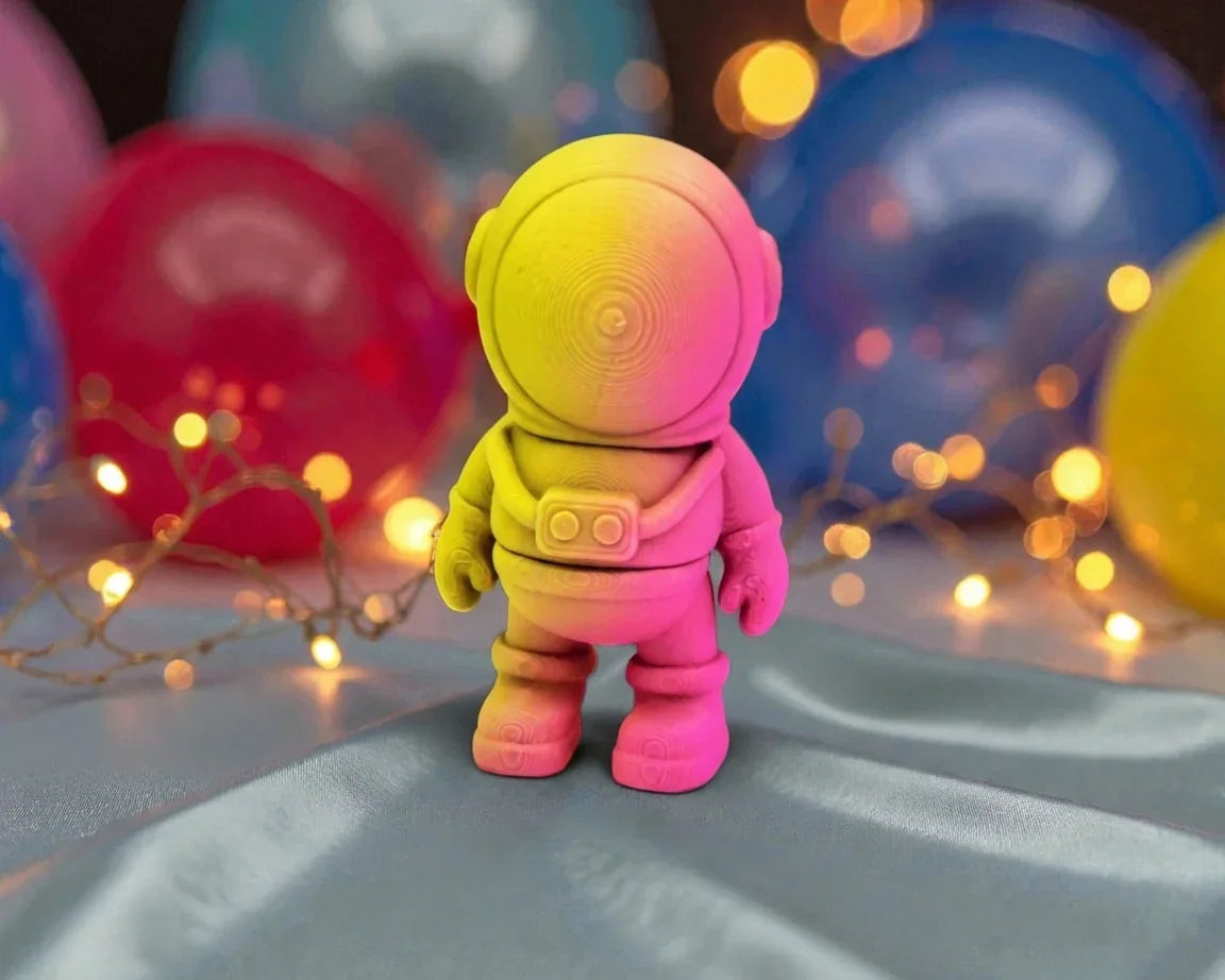 Tiny Astronaut Silk Pink Yellow - Front