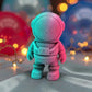 Tiny Astronaut Silk Teal Orange Red - Front