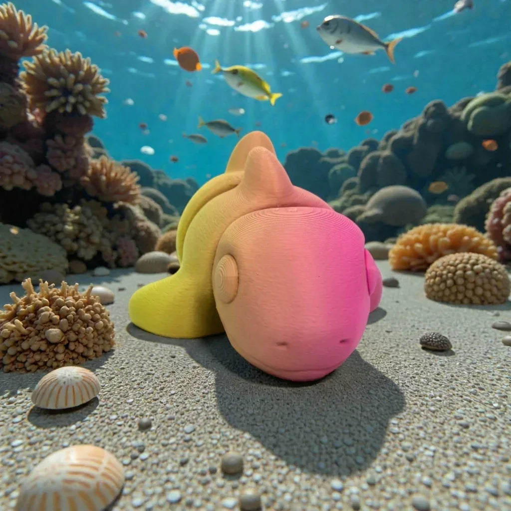 Tiny Baby Shark Silk Pink Yellow - Front