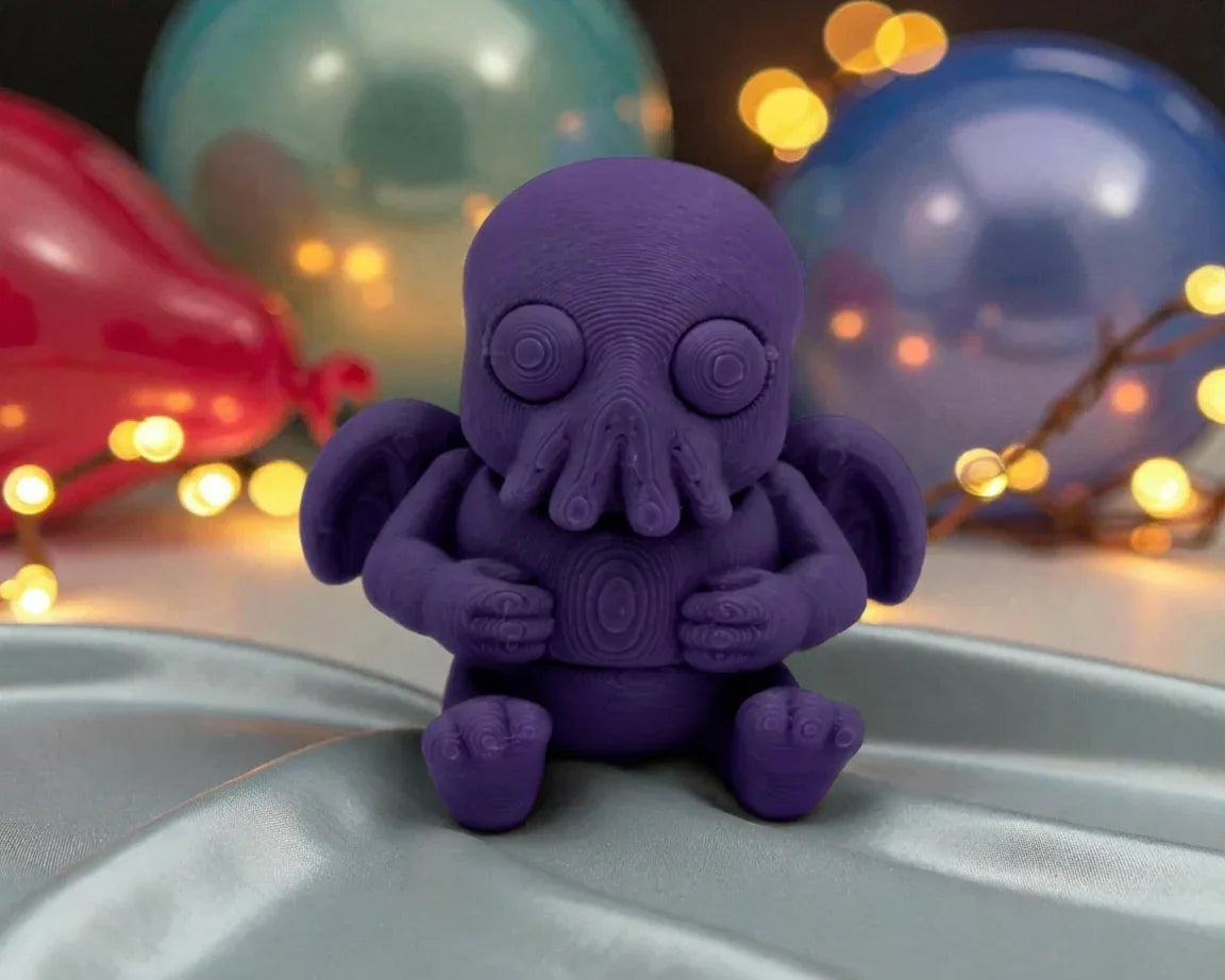Tiny Cthulu Silk Midnight Purple - Front