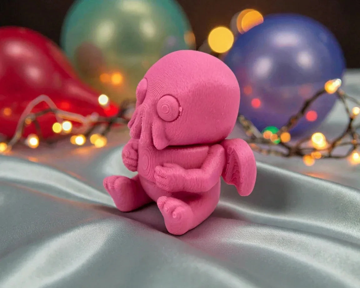 Tiny Cthulu Silk Pink Yellow - Side