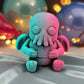 Tiny Cthulu Silk Teal Orange Red - Front