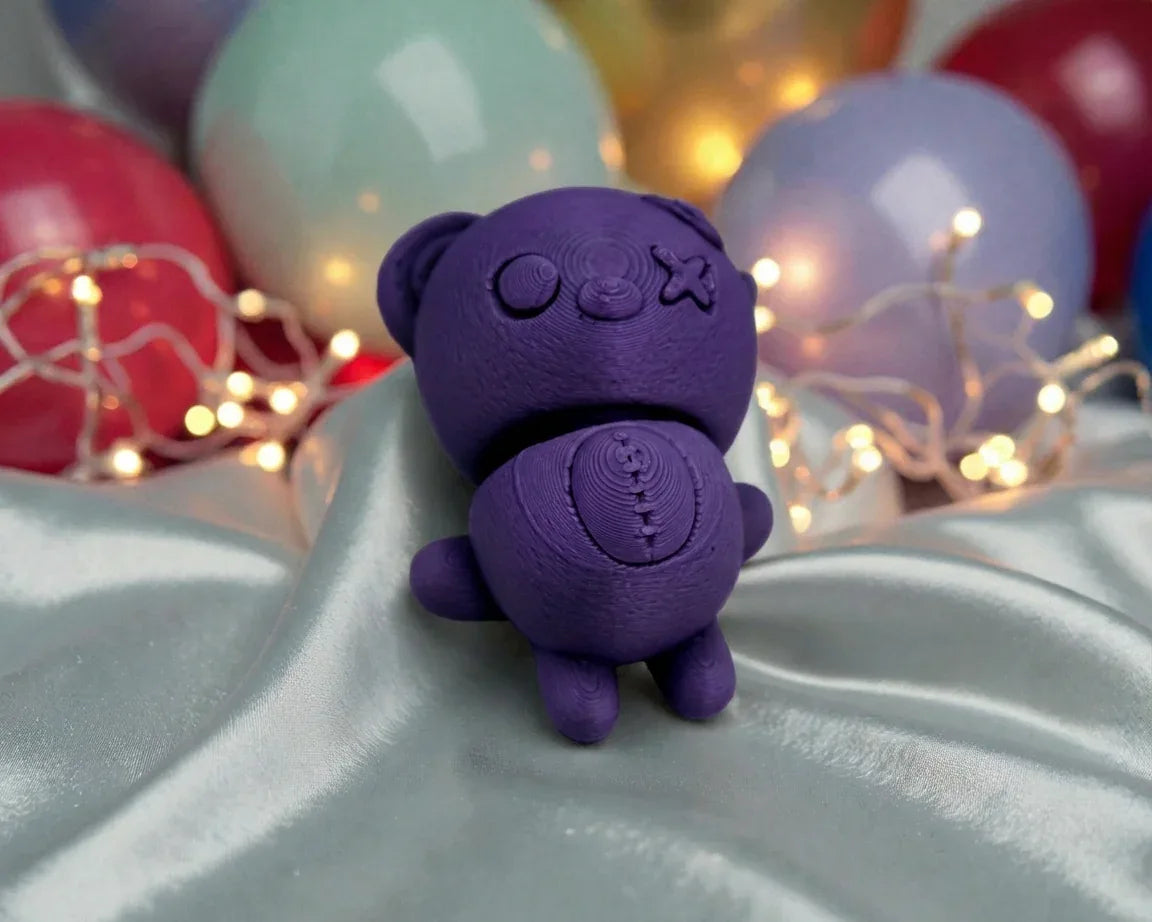 Tiny Halloween Bear Silk Midnight Purple - Front