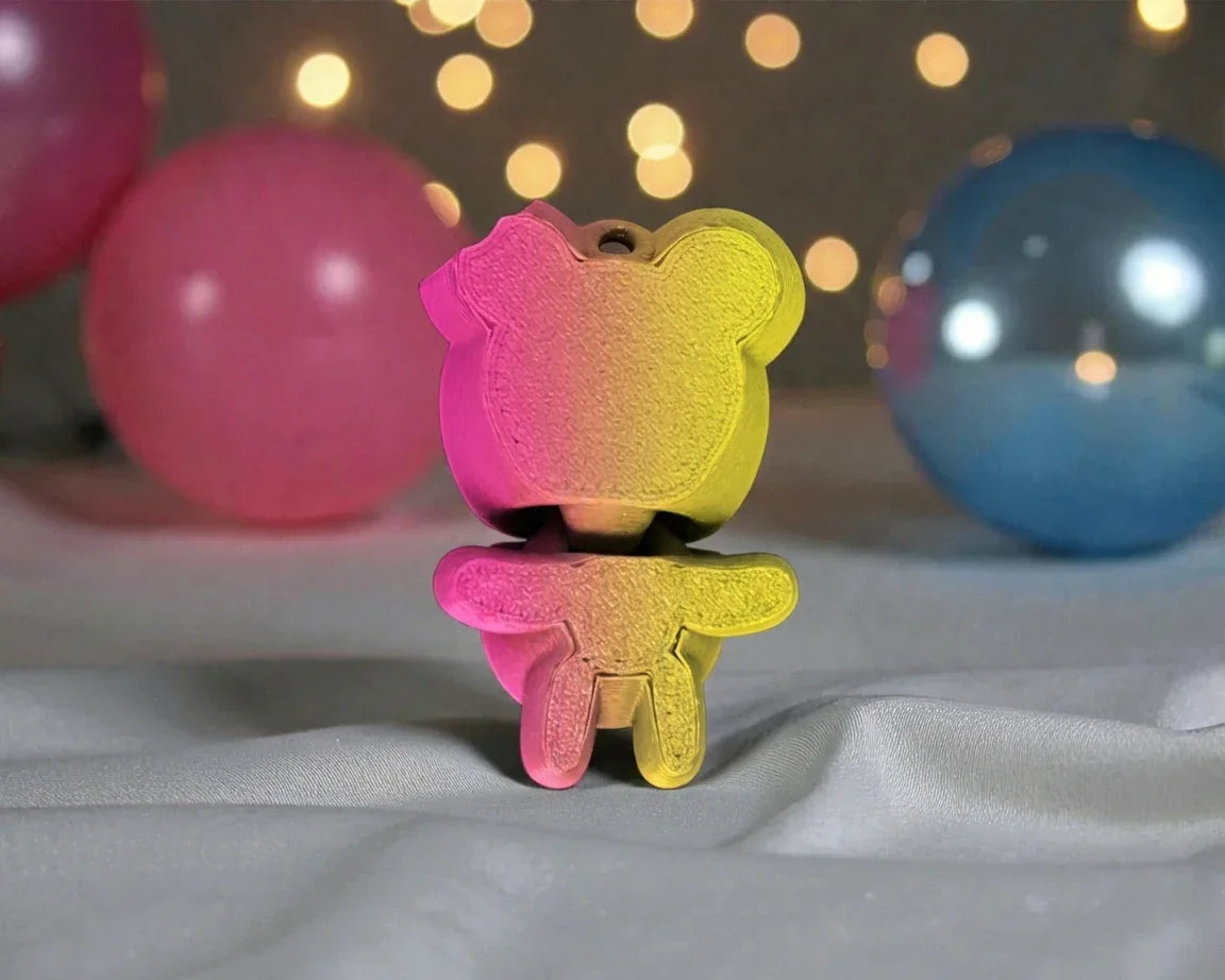 Tiny Halloween Bear Silk Pink Yellow - Back