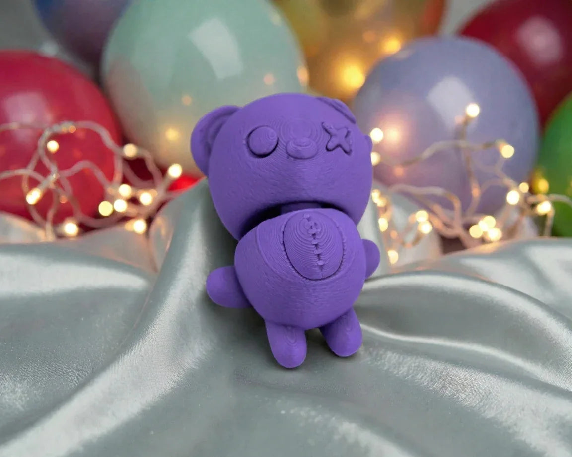 Tiny Halloween Bear Silk Starling Purple - Front