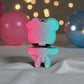 Tiny Halloween Bear Silk Teal Orange Red - Back