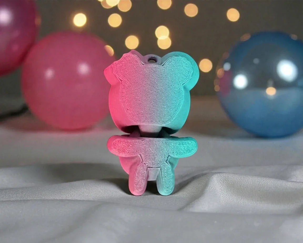 Tiny Halloween Bear Silk Teal Orange Red - Back
