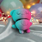 Tiny Halloween Bear Silk Teal Orange Red - Front