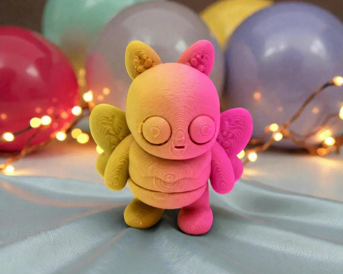 Tiny Mothman Silk Pink Yellow - Front