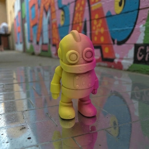 Tiny Robot Silk Pink Yellow - Front