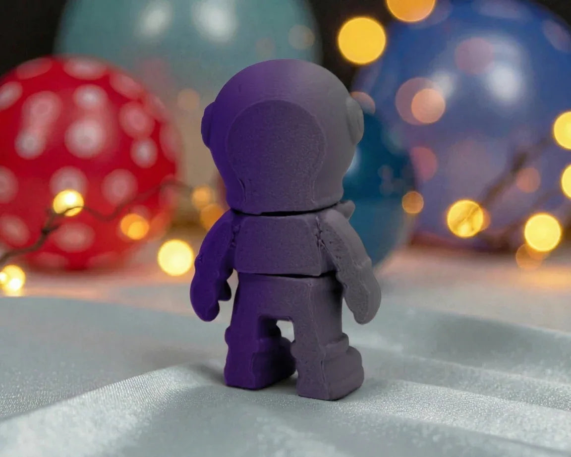 Tiny Skeleton Astronaut Silk Midnight Purple - Back