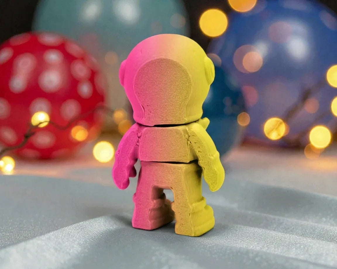Tiny Skeleton Astronaut Silk Pink Yellow - Back