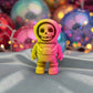 Tiny Skeleton Astronaut Silk Pink Yellow - Front