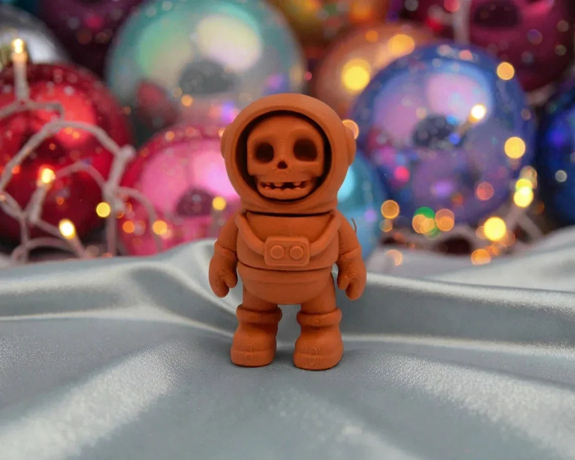 Tiny Skeleton Astronaut Silk Red Copper - Front