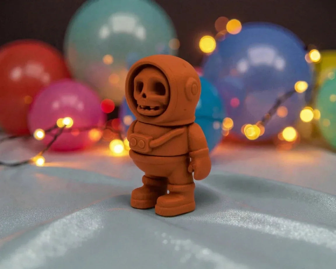 Tiny Skeleton Astronaut Silk Red Copper - Side