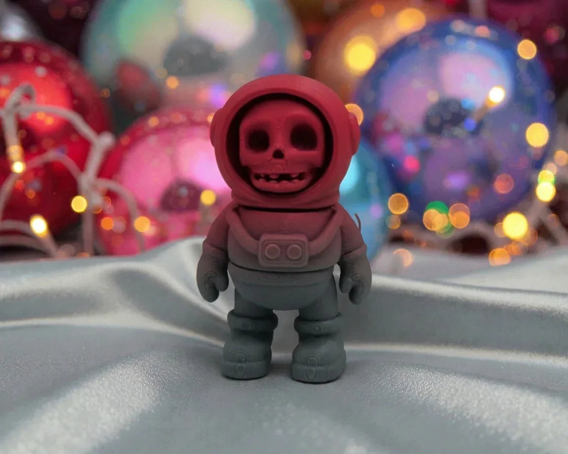 Tiny Skeleton Astronaut Silk Smokey Wine - Front