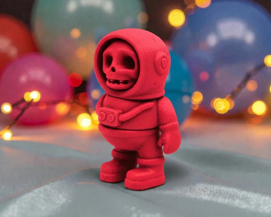 Tiny Skeleton Astronaut Silk Smokey Wine - Side