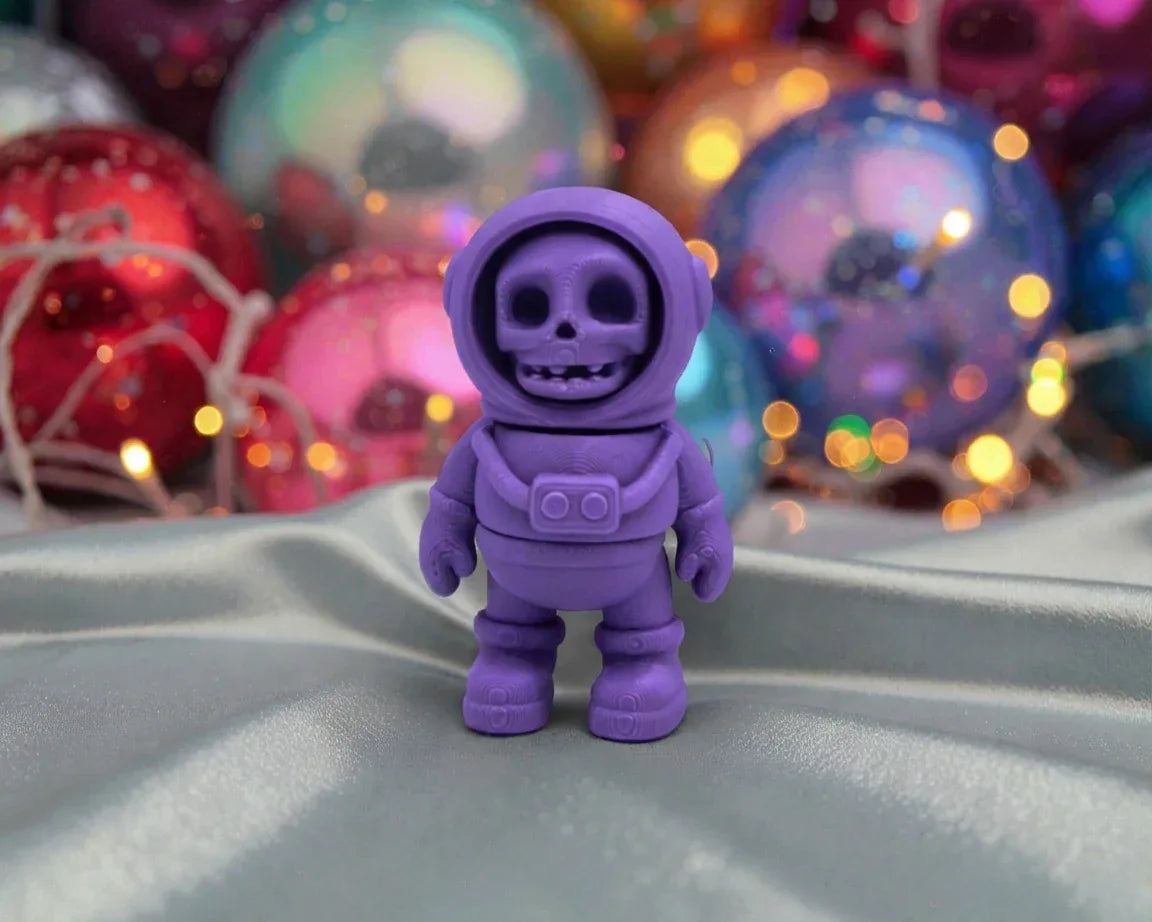 Tiny Skeleton Astronaut Silk Starling Purple - Front