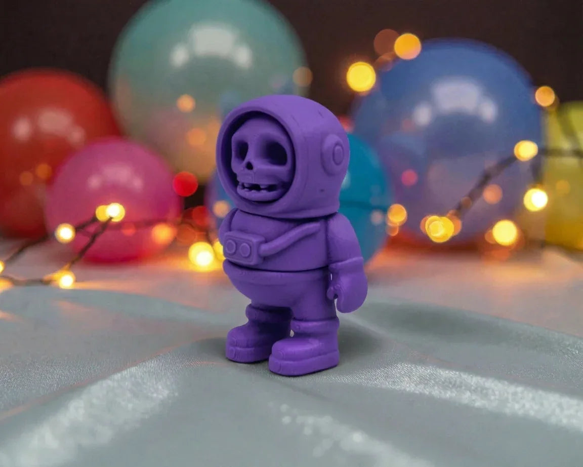 Tiny Skeleton Astronaut Silk Starling Purple - Side