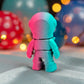 Tiny Skeleton Astronaut Silk Teal Orange Red - Back