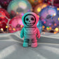 Tiny Skeleton Astronaut Silk Teal Orange Red - Front