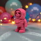 Tiny Skeleton Astronaut Silk Teal Orange Red - Side