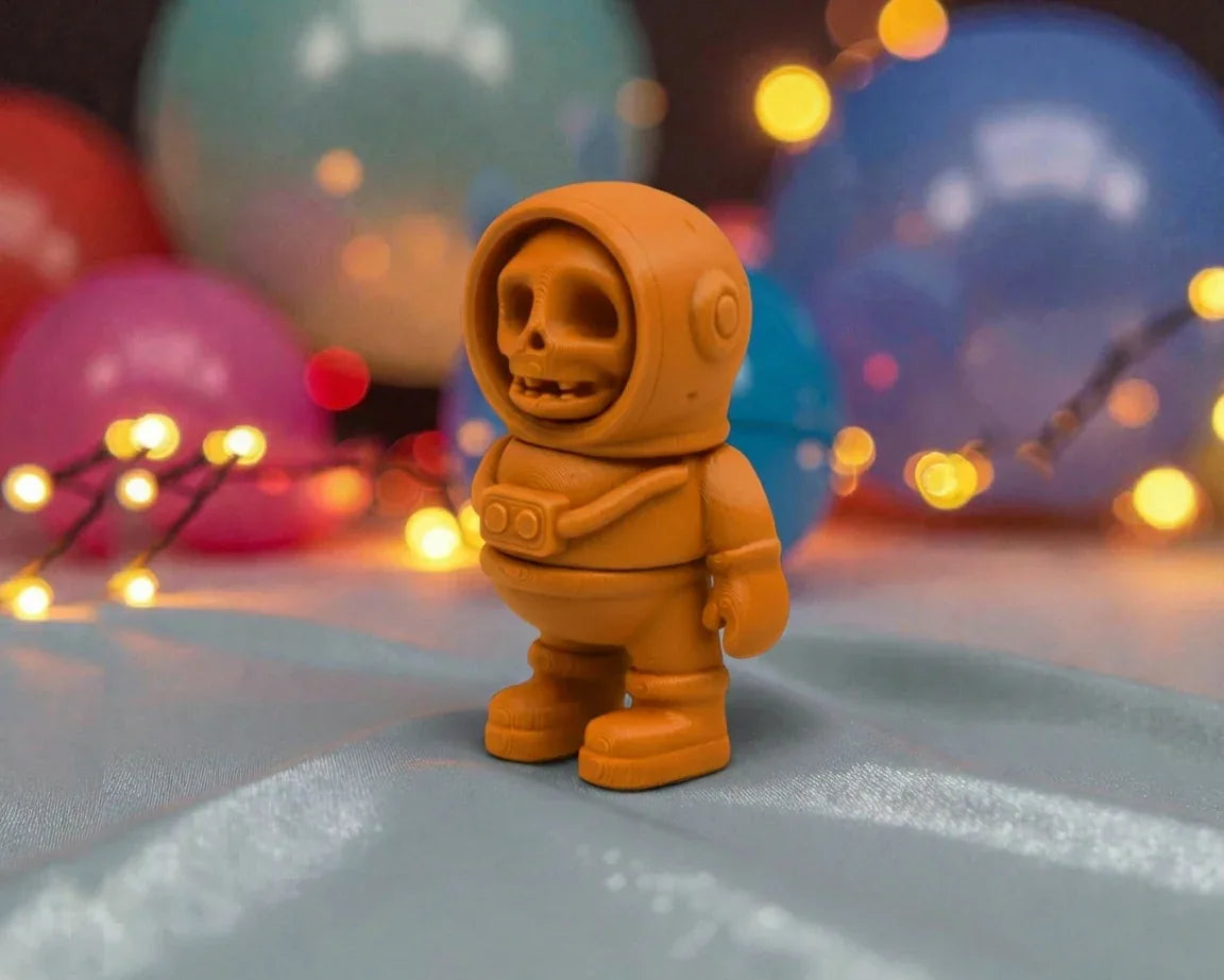 Tiny Skeleton Astronaut Silk Tropical Sunset - Side